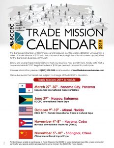BCCEC Trade Mission Calendar 2019