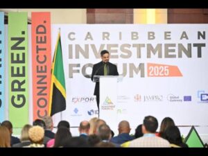 Executive Director of the Caribbean Export Development Agency, Dr Damie Sinanan, speaking at the opening of the Caribbean Investment Forum at the Montego Bay Convention Centre in St James on July 29.